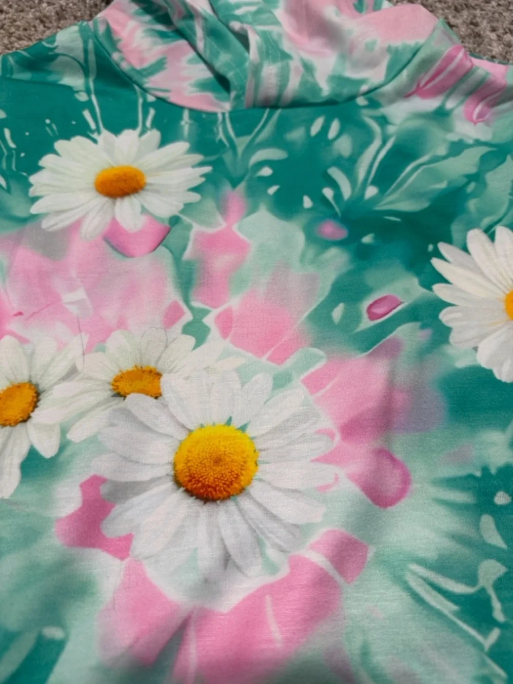 Trendy Girls Pink & Teal Tie-Dye Daisy Stretchy Hoodie& Jogger Pants Set Size 9Y